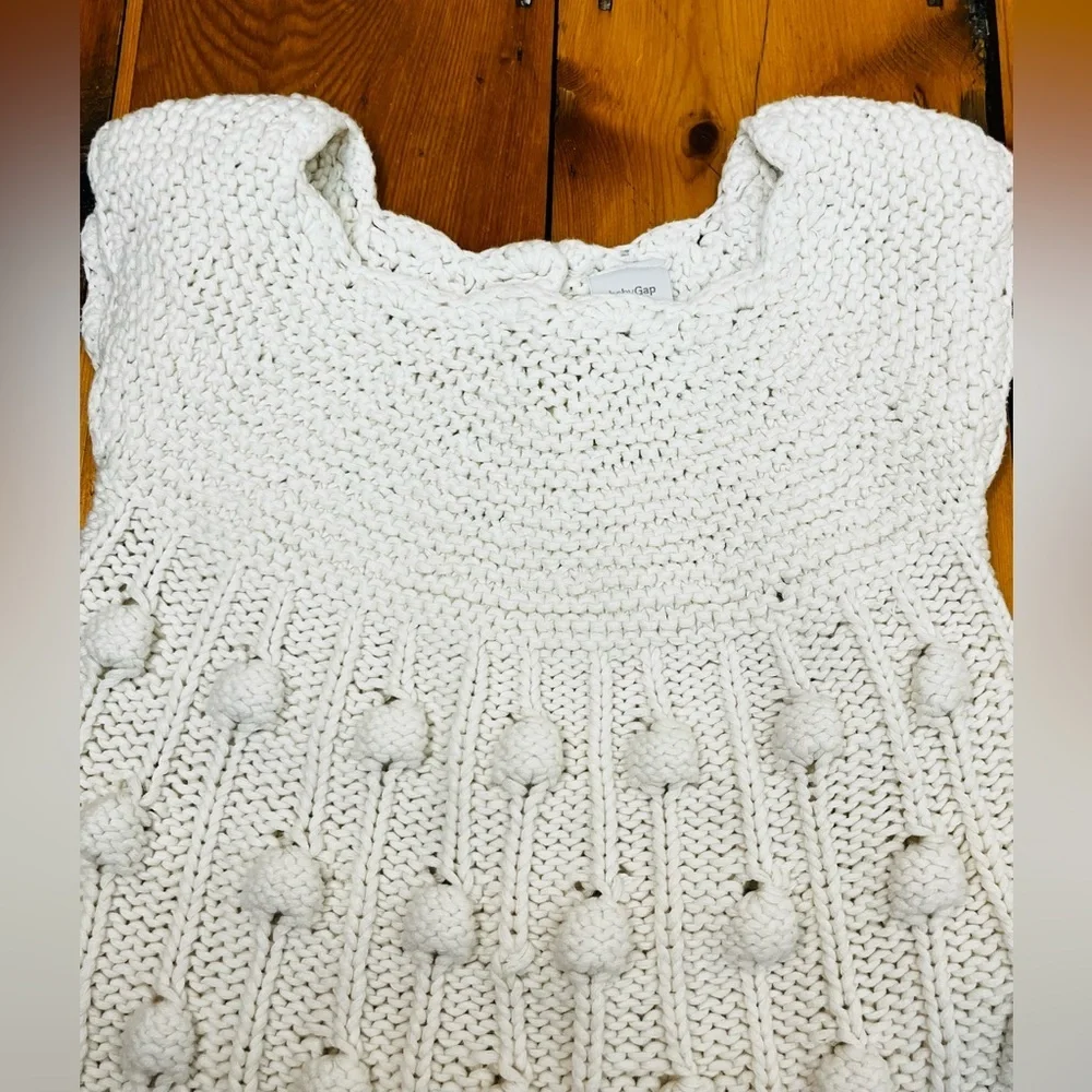 Baby Gap Girls 18-24mo Cotton Bobble Knit Sweater Dress Pom Pom Textured Chunky